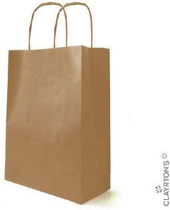 10 Large Kraft Twist Handle Paper Carrier Bags Brown Natural (34 x 26 x 11 cm)